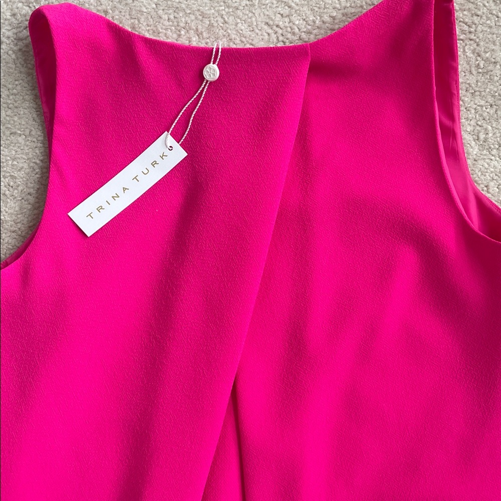 Trina Turk Bright Fuchsia Sleeveless Shift Mini Dress - Picture 4 of 5